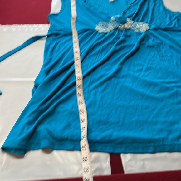 MATERNITY shirts LOT NEW blue gray high waist stretch V-neck flower tie back MED - Picture 9 of 13